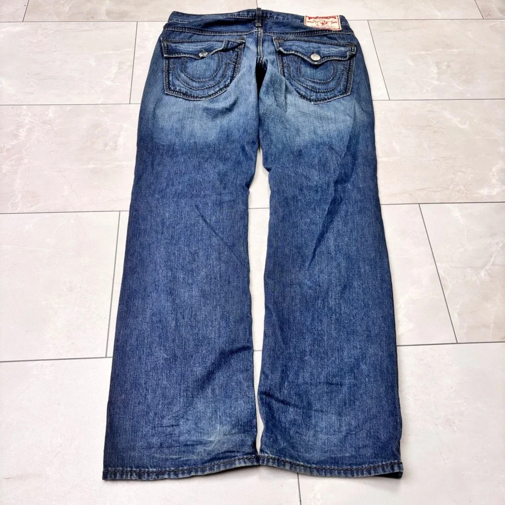 True Religion Ricky Giant Big T World Tour Jeans Made USA Size 34 Y2K